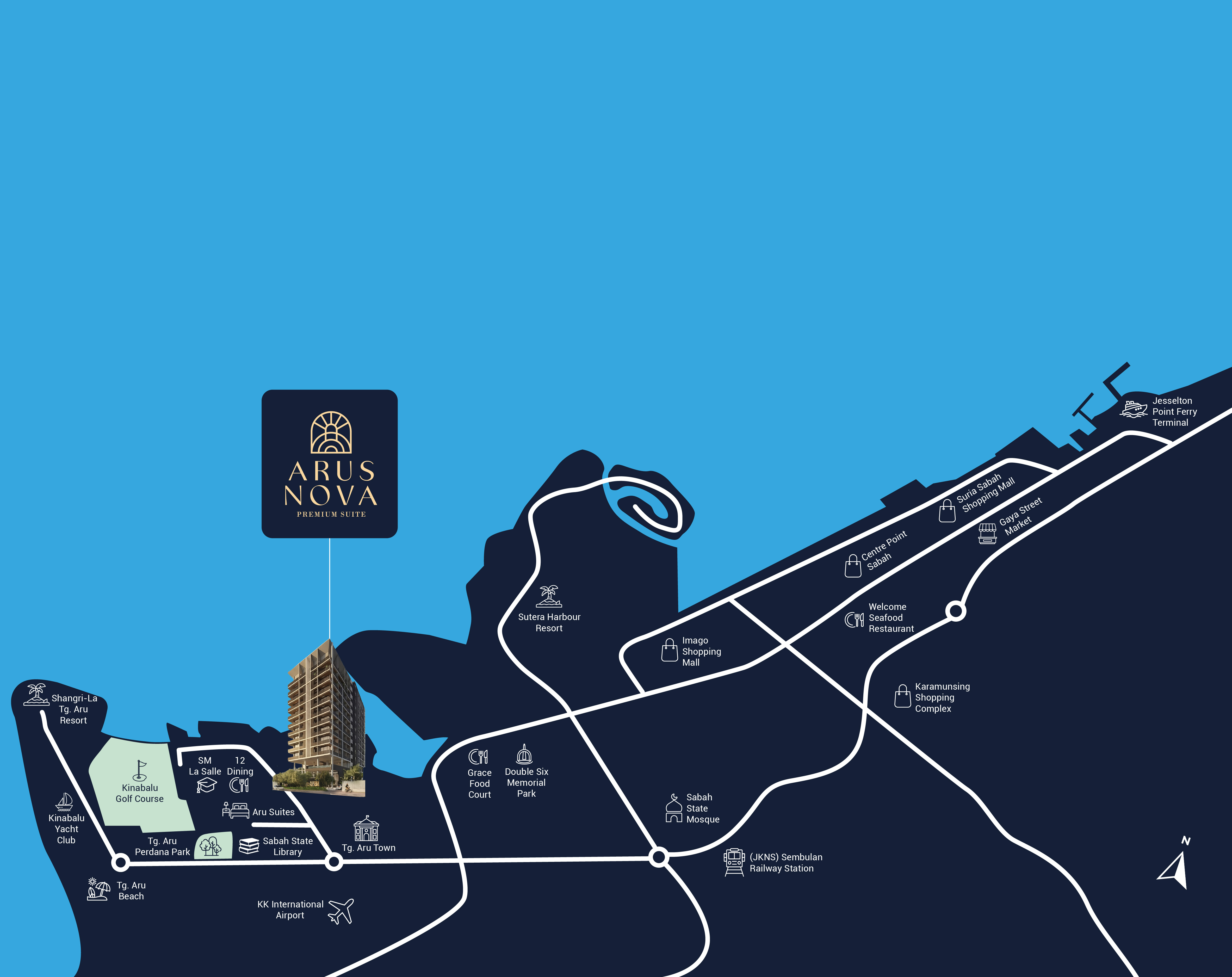 Location and Connectivity Map of Arus Nova Premium Suite